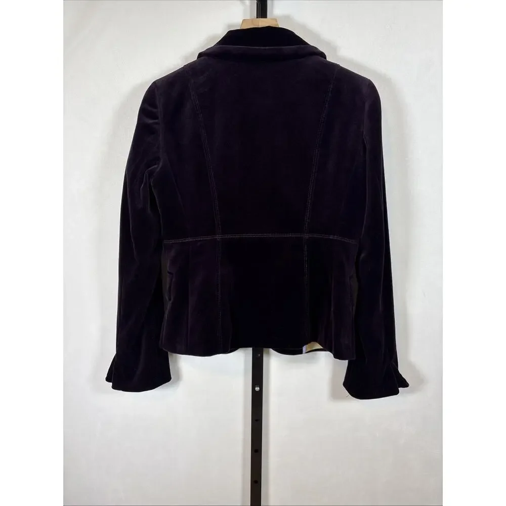 J. Crew Velvet Blazer Jacket Women's 6 Purple Fitted 100% Cotton Y2K Preppy
